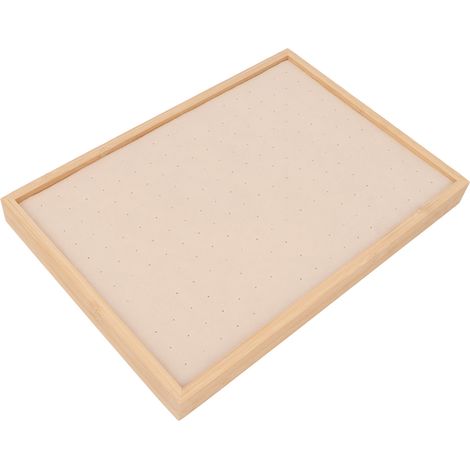 Plateau de rangement pour boucles d'oreilles à 216 trous avec tiroirs, 35,524,53cm, beige. (1/5)