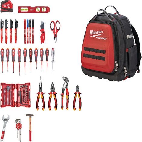 Zaino Packout elettricista Milwaukee 4932498407 73 pezzi