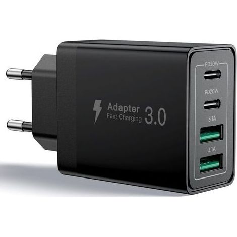 Chargeur USB C, 40W 4 Port Prise USBC Chargeur Rapide iPhone, 3.1A PD+QC Type C Adaptateur Multi Secteur Chargeur pour iPhone16 15 14 13 12 11 Pro Max X XS XR 8 7 6S Plus Mini SE,iPad,Samsung (1/5)