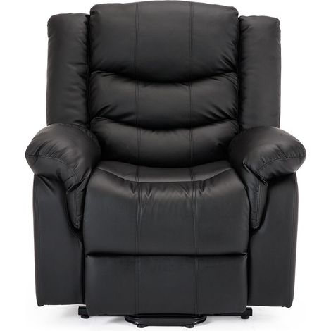 SEATTLE BLACK ELECTRIC RISE LEATHER RECLINER ARMCHAIR SOFA HOME LOUNGE CHAIR