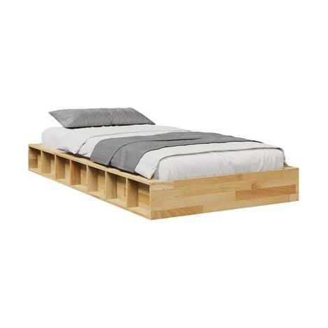 Cadre de lit sans matelas, 80 × 200 cm, chêne massif, chêne naturel élégant, idéal chambre à coucher, style moderne, montage simple (1/5)