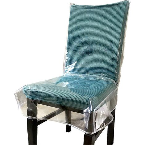 Housses de chaises de salle à manger en plastique avec dossier, protection de siège en PVC transparent imperméable (1/5)