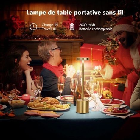 Lampe de Table Rechargeable USB,Bureau LED Tactile,3 Températures de Couleur pour Chevet,Camping,Interieur,Exterieur,Terrasse... (1/4)
