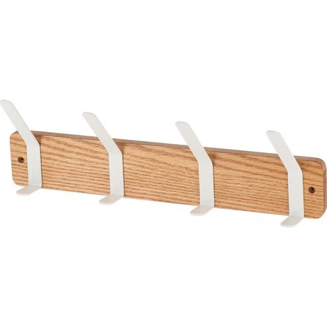 Perchero de madera para fijar con 4 ganchos de metal - blanco - Tendance (1/3)