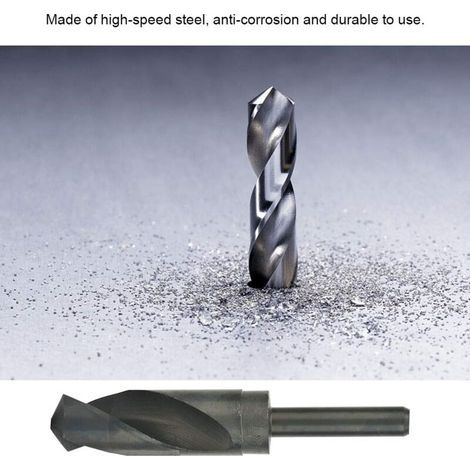 Reduzierter Schaftbohrer, schwarze HSS-Spiralbohrer mit 1/2-Zoll-Geradschaft, Hartmetallbohrer für Stahl, Metall, Kupfer, Kunststoff, Holz (28 mm) (1/5)