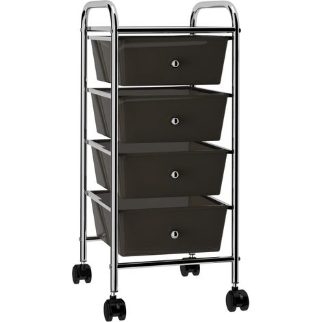 Schubladenwagen mit 4 Schubladen Schwarz Kunststoff