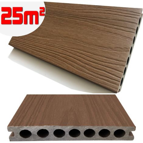 Listone WPC 3D SUPRAM HD 25m² co-estruso per pavimentazione decking colore Teak effetto legno 138x2200mm spessore 22mm (1/5)