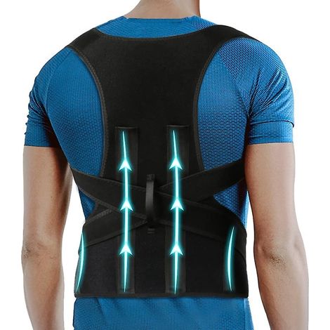 Correcteur de posture dorsal complet, support dorsal droit réglable, redresseur pour prévenir la scoliose, améliorer le dos voûté, soulager la douleur - noir (taille S pour un tour de taille de 69 à 8 (1/4)
