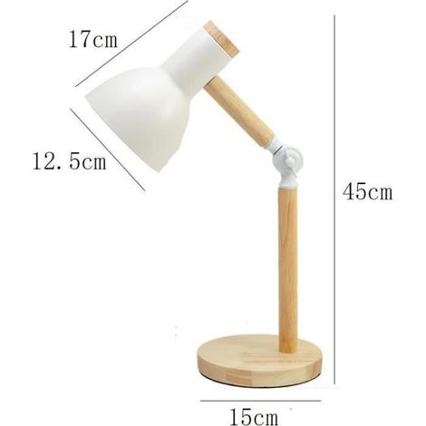 Lampe de table en bois réglable - lampe de poser pour enfants dans la chambre à coucher salon - lampe de table de lecture - Rose (1/4)