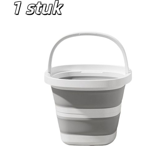 Seau pliable grande capacité 10 L portable pour usage domestique voyage salle de bain dortoir et voiture couleur blanc cassé 1 pièce (1/5)
