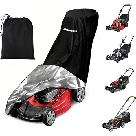 Housse de tondeuse à gazon d'extérieur – Housse imperméable et résistante aux UV pour extérieur – Housse universelle imperméable avec cordon de serrage et sac de rangement Poignées réfléchissantes (1/5)