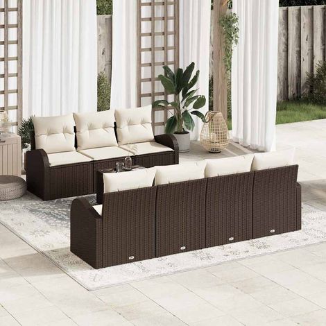 vidaXL Set Divano da Giardino Marrone 55 x 55 x 37 cm polyrattan (1/5)