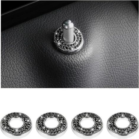 Lot de 4 autocollants brillants pour cache-serrures de portières intérieures de voiture, strass pour garnitures intérieures, (1/5)