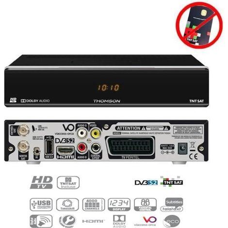 THOMSON THS 804 DÉCODEUR SATELLITE TNTSAT HD (VENDU SANS CARTE TNTSAT, SUR ASTRA 19.2°)