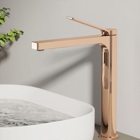 EMKE Wasserhahn Waschbeckenarmaturen 335 x 233 x 46 mm Rosengold Mischbatterie Küchenarmatur mit Luftsprudler Waschtischarmatur