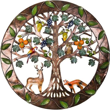 Wandkunst aus Holz mit Lebensbaum, Familienschild aus Metall, Wanddekoration, Wohndekoration, perfekte sensible Geschenkidee