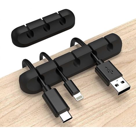 Organisateur de câble d'alimentation noir, lot de 2 serre-câbles (5, 3 emplacements) (1/5)