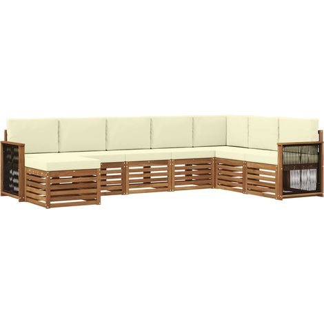 Outdoor Sofa Set 6 pcs Natural and Cream vidaXL (1/5)