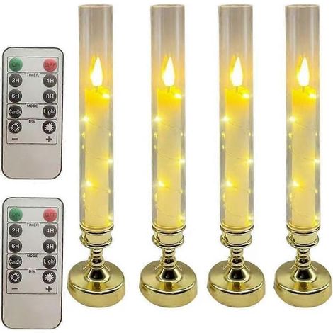 Bougies coniques LED sans flamme avec minuterie et télécommande, guirlande lumineuse étoilée intégrée pour décoration intérieure (1/5)