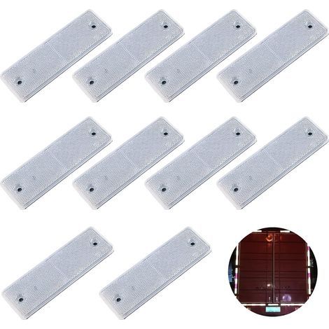 Helweet Réfléchissant Plaque D\'Avertissement, Catadioptres Rectangulaires, Catadioptres de Sécurité, Catadioptre Remorque, Réflecteurs Camion, pour Camions Caravanes RV Bateaux Vélo, 10 Pièces, Blanc (1/5)