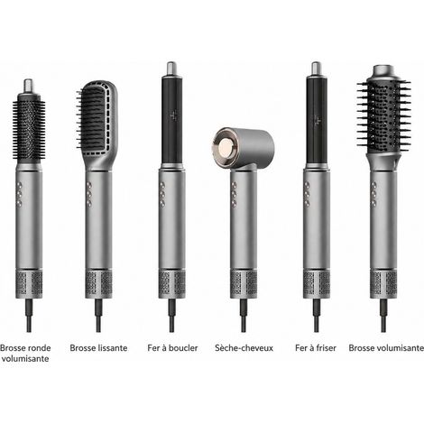 Sèche-cheveux ionique haute vitesse 1300W 6 en 1 gris anthracite prise UE réf 4423 38,7 × 27,3 × 9,7 cm 1,95 kg – Livraison gratuite
