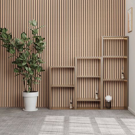 Ocean Italy – Set di 2 pannelli decorativi fonoassorbenti in legno MDF 120x60cm – Spessore 21mm – Finitura effetto rovere scuro – Facile installazione (1/5)