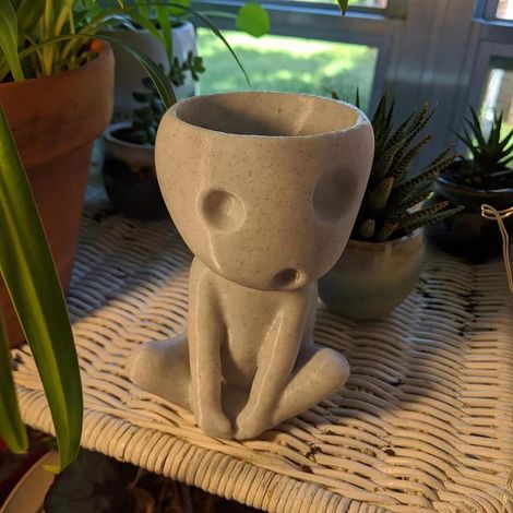 Tête de pot lumineuse, pot de fleur en résine mignon pour succulentes, avec trou de drainage, décoration maison bureau. (1/4)