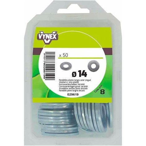 Rondelle plate large acier zingué Ø 14 mm - Paquet de 50 - Maxiburo