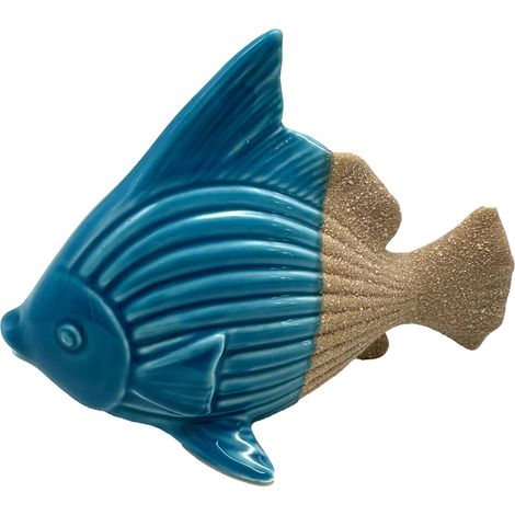 Statuina decorativa a forma di pesce in resina blu, decorazione marina per la casa, decorazione nautica, regalo originale, accessorio per interni