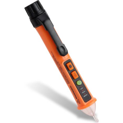 Detector de voltaje, comprobador de voltaje sin contacto con sensibilidad ajustable, comprobador sin contacto de 12 V-1000 V/48 V-1000 V, indicador LED, alarma sonora, apagado automático y función de (1/5)