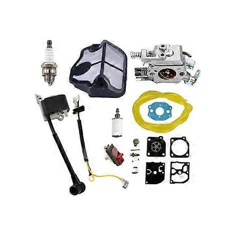 Vergaser-Reparatursatz für Husqvarna 36, 41, 136, 137, 137E, 141, 142, 141LE und 142E Sägen, ersetzt WT-834, WT-657, WT-285, WT-239 und C1Q-W29E, inklusive Luftfilter und Kraftstofffilter
