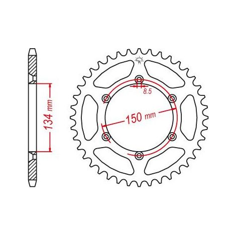 Couronne Acier TT Ultralight Kawasaki - 520 - 49 Dents - Similaire JTR460 - Made in Germany (1/3)
