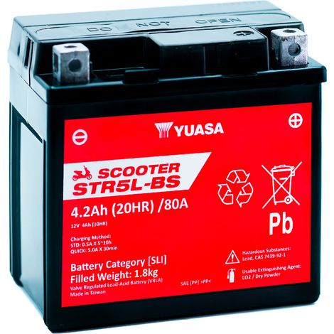 Batterie scooter YUASA STR5L-BS YTX5L-BS 12V 4AH 80A