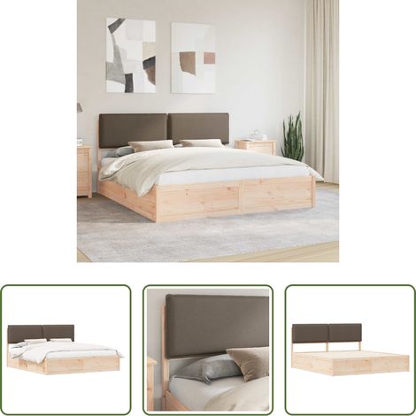 Kopfteil - Bettgestell mit gepolstertem Kopfteil Taupe 200 x 200 cm (1/5)