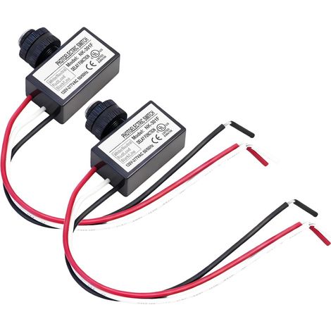 Interrupteur photoélectrique, tension CA 120 V 277 V, 2 pièces, interrupteur crépusculaire pour éclairage extérieur LED, capteur de lumière automatique avec cellule photo pour montage encastré (1/5)