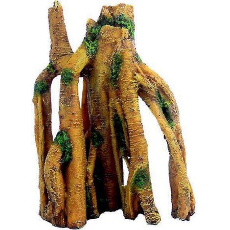 Künstlicher Baumstamm aus Treibholz als Dekoration für Aquarien, Unterwasserlandschaft mit Fischen als Aquarium-Ornament