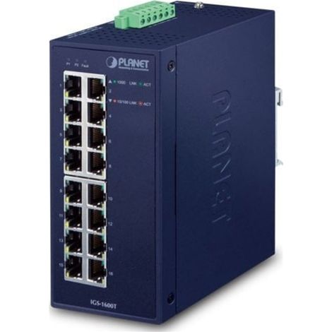 PLANET IGS-1600T Conmutador No administrado L2 Gigabit Ethernet (10/100/1000) Azul (1/3)