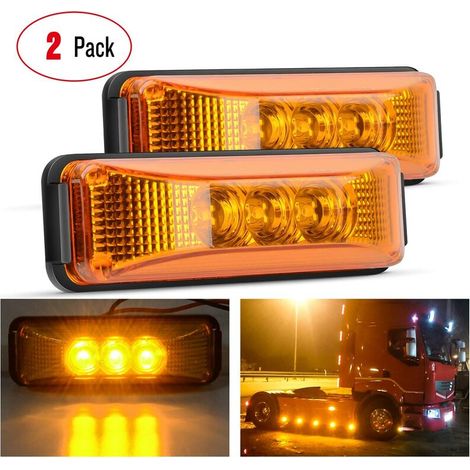 2 Stück 3,9 Zoll 12 V gelbe 3 LED-LKW-Anhängerleuchte, bernsteinfarbene LED-Seitenmarkierungsleuchten vorne und hinten, Umrissleuchte, perfekt versiegelte, wasserdichte, oberflächenmontierte LED-Marki
