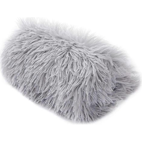 Housse de coussin lombaire, à poils longs et touffetés, double épaisseur, pour intérieur et extérieur (1/4)