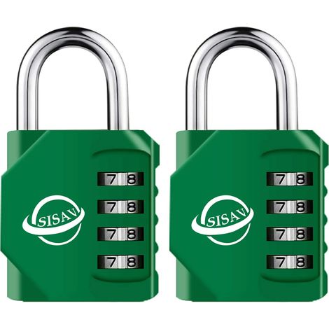 Cadenas à Combinaison 4 Chiffres Pour Usage Extérieur,Pour Casier de Gymnase Scolaire,Casier de Sport,Portail de Clôture,Portail,Loquets et Boîte à Outils,Vert (2 Pièces) (1/5)