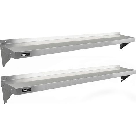 KuKoo 2 x Gastro Edelstahl Regal Wandregal Küchenregal Wandbord Gewürzregal 1940mm x 300mm (1/5)