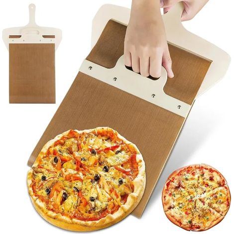 Pelle à pizza antiadhésive avec poignée - Transfert facile et glisse parfaite - Lot de 2 planches à pizza (1/5)