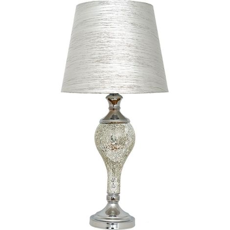 Sobremesa cromo mosaico espejo led interior pantalla plata jaspeada