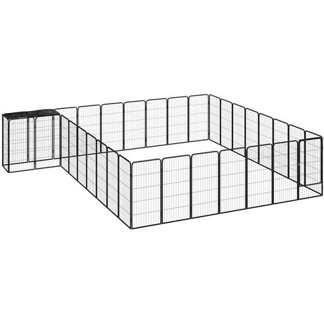 vidaXL Jaula perros 34 paneles acero recubierto polvo negro 50x100 cm (1/5)