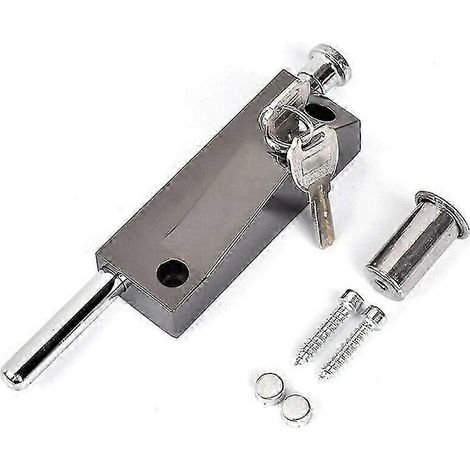 Serrure de porte noire universelle pour garage et portail - avec 2 clés (1/4)
