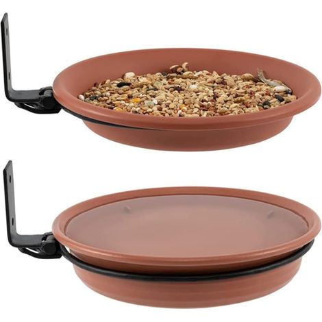 Rundes Tablett, Vogelfutterspender zum Aufhängen, Vogeltränke, montierte Brunnen, Kolibri-Futterspender für Außenfenster, Terrasse, Balkon, Garten, 2 Stück