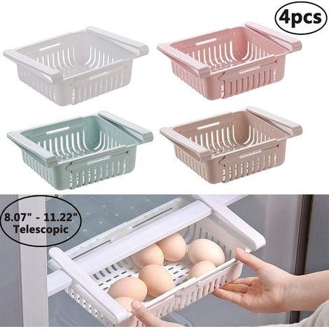 Organisateurs de cuisine, étagère de rangement pour réfrigérateur et congélateur, paniers de rangement pour légumes et fruits, gain de place dans les placards.