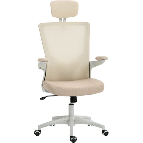 Fauteuil de bureau, beige, 60 x 63 x 120cm, pour bureau, assise ergonomique, poste de travail maison, confort de travail
