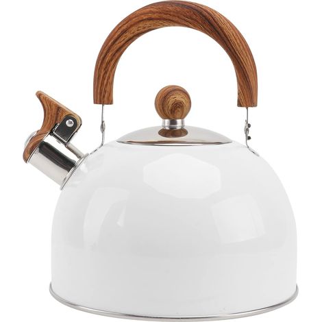 Bouilloire Sifflante 2.5L Blanc – Acier Inoxydable, Poignée Ergonomique (1/5)