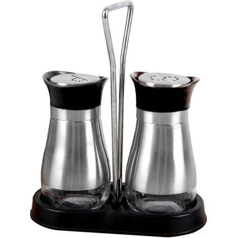 Lot de 2 salières et poivrières, porte-épices, flacons à épices faciles à remplir, distributeur facile à nettoyer et à remplir (1/4)